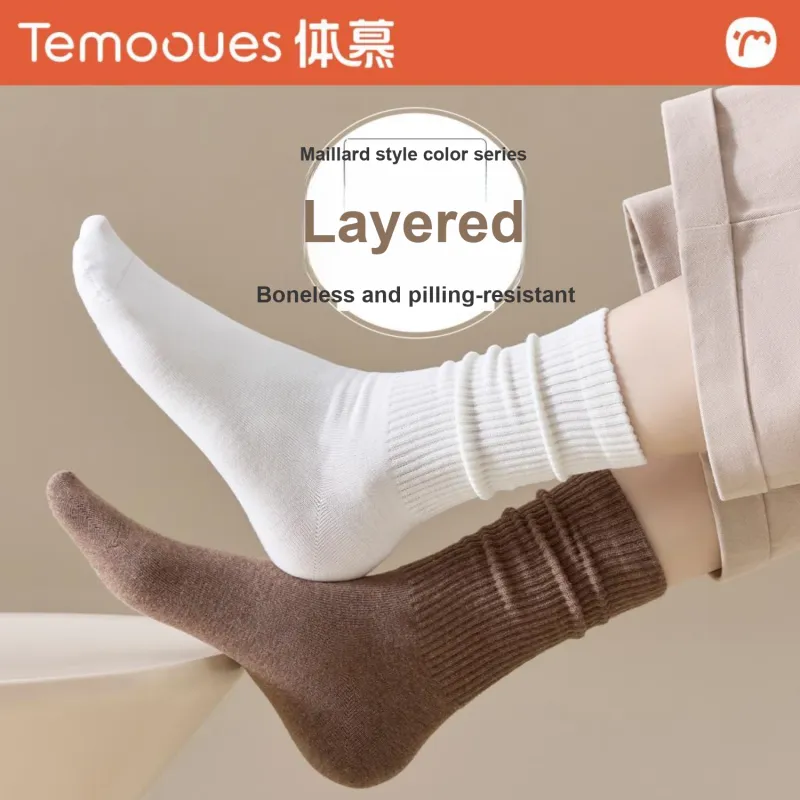 Temooues Mid Calf Socks Women's Combo Set-9