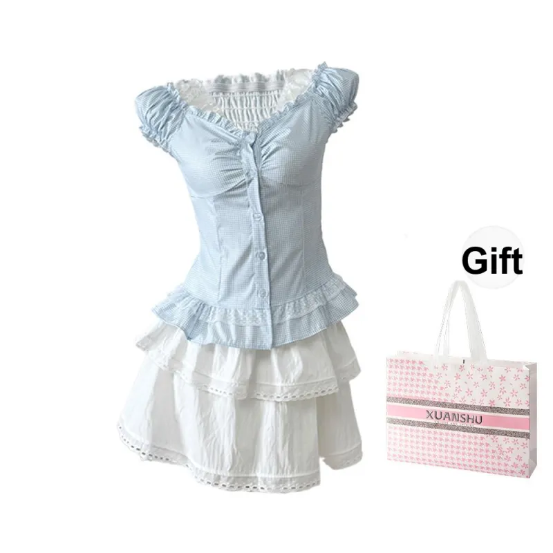 XUANSHU Two Piece Skirt Sets Women's-0