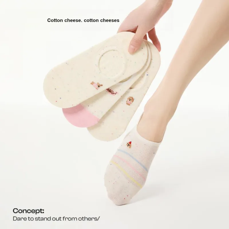 COTTON CHEESE No Show Socks Women's Box 3 Pack-1