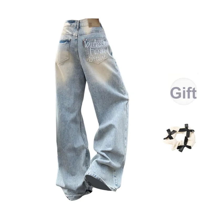 CPAURA Jeans Women's Ripped Jeans+Bowknot Hair Tie Comes With-1