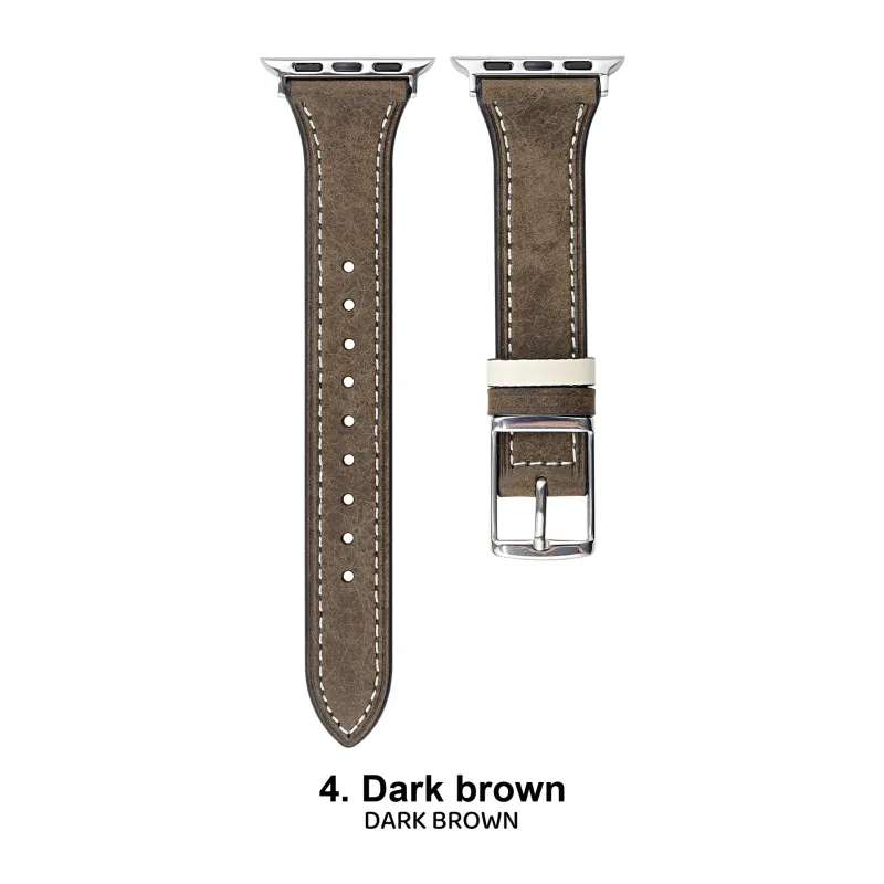 Vobafe Watch Band Apple Compatibility Cowhide Leather Material-7