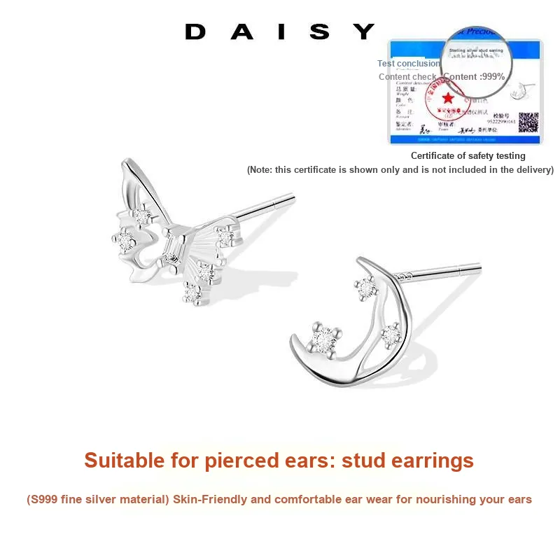 Daisy Dream 999 Fine Silver Stud Earrings Women's-2