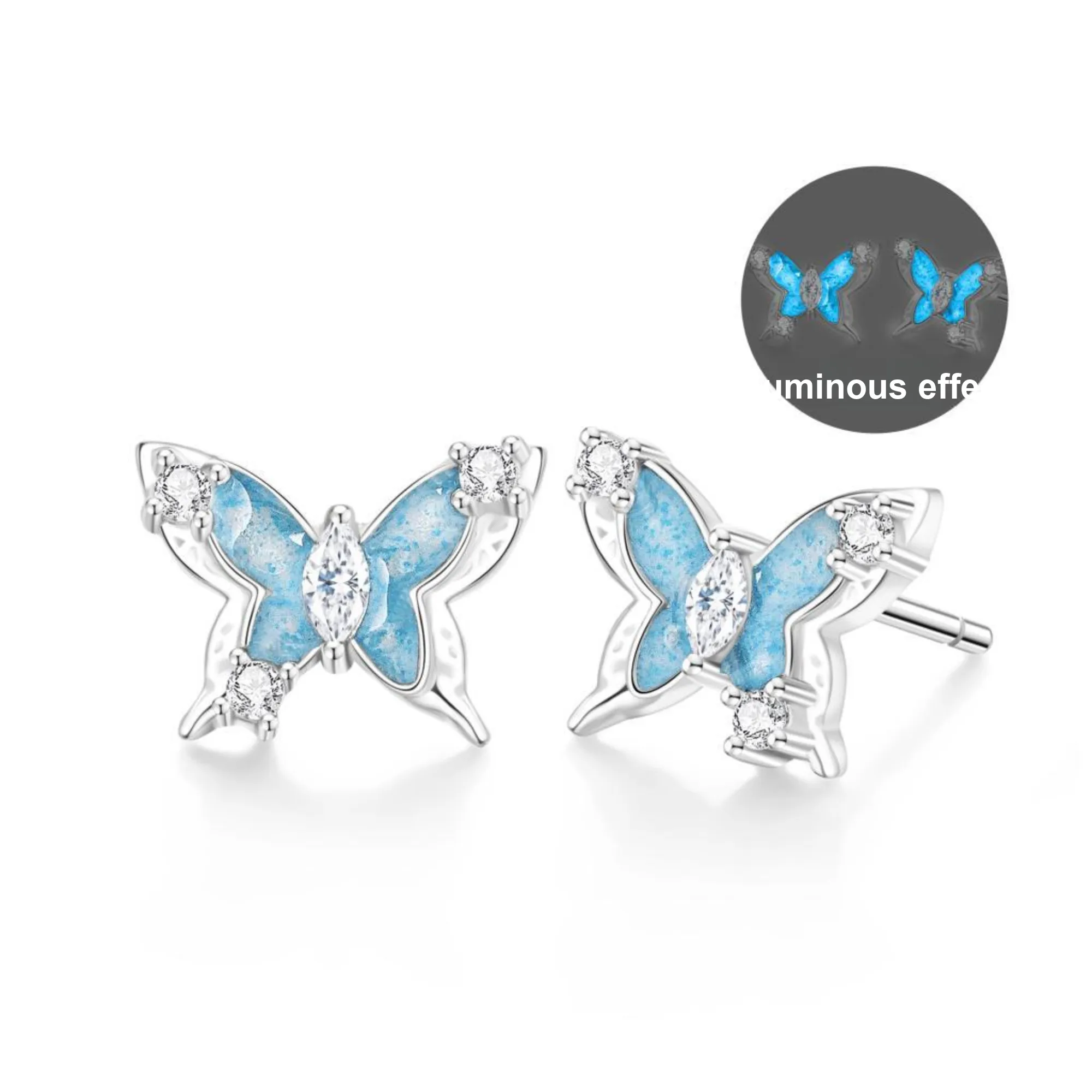 Lao Feng Xiang S925 Sterling Silver Stud Earrings Women's
