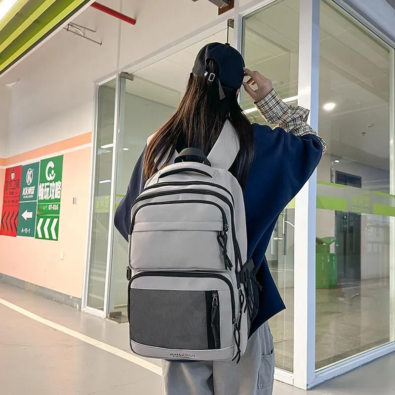 Yalu Nylon Backpack Unisex White/Gray/Black/Red-16