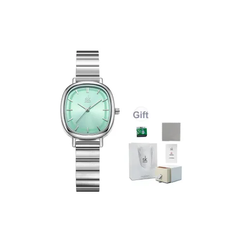 SHENGKE Кварцевый механизм стальной ремешок женские часы зеленый циферблат