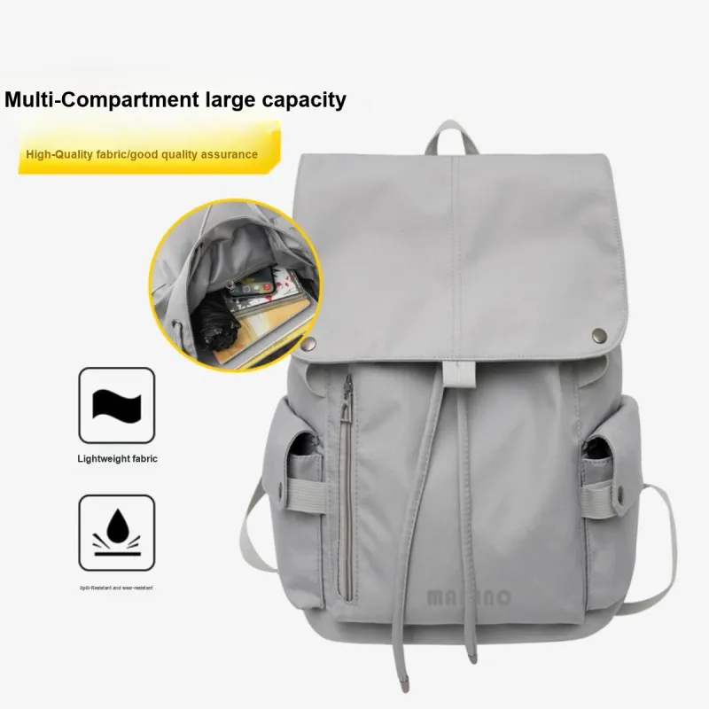 MAKINO Fabric Backpack Unisex Black/Gray/Coffee-8