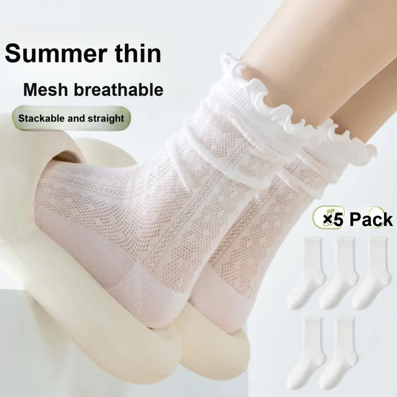MIIOW Mid Calf Socks Women's 5 Pack-6