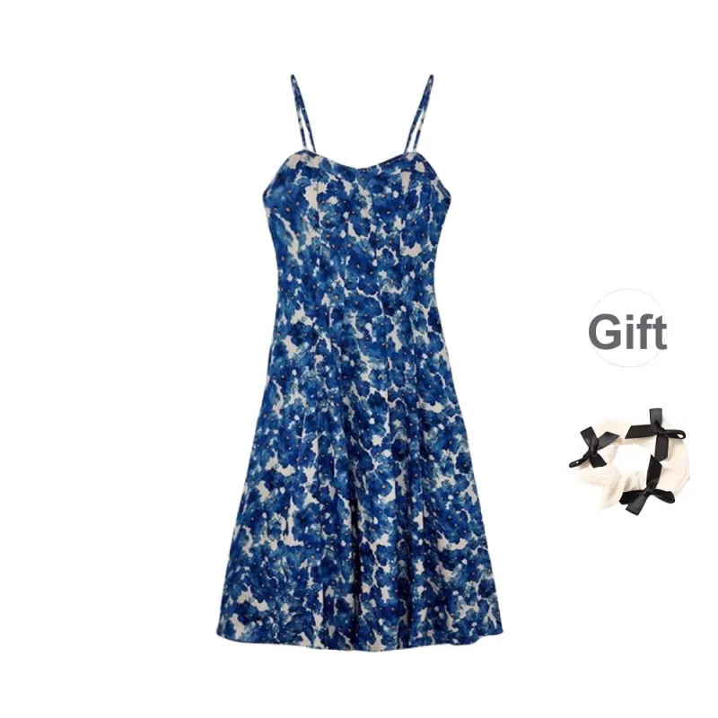 XUOIZA Slip Dresses Women's Blue+Bowknot Hair Tie Comes With-0