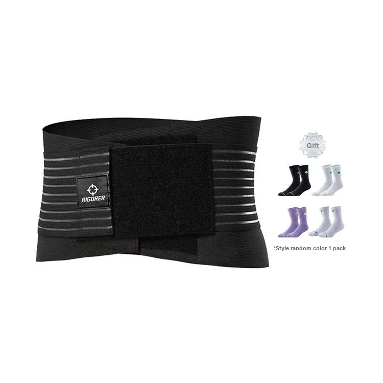 RIGORER Back Support Braces Warm Protective Rehabilitation Compression Black Polyester Rubber Unisex-4