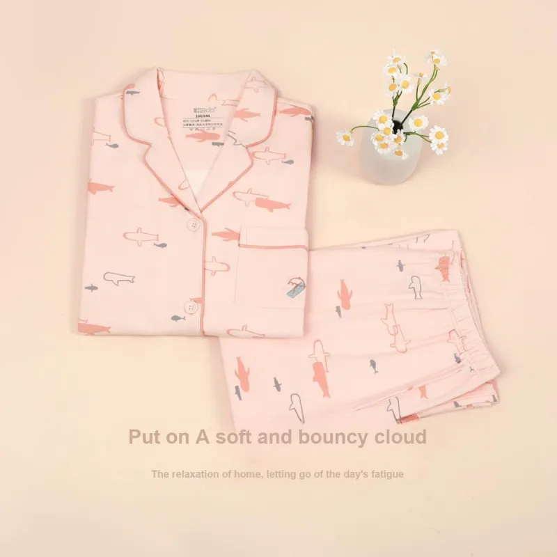 Red Beans At Home Pajama Set Women's Serene Pink-2