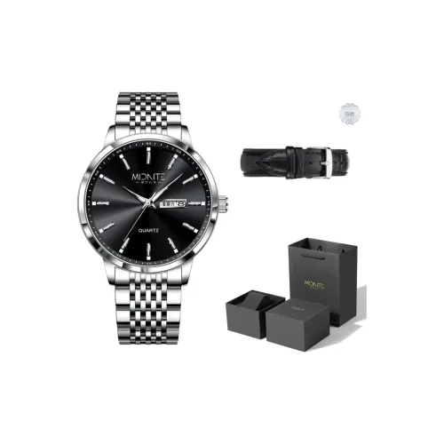 Midnite Star Кварцевый механизм ремешок из нержавеющей стали черный циферблат мужские часы