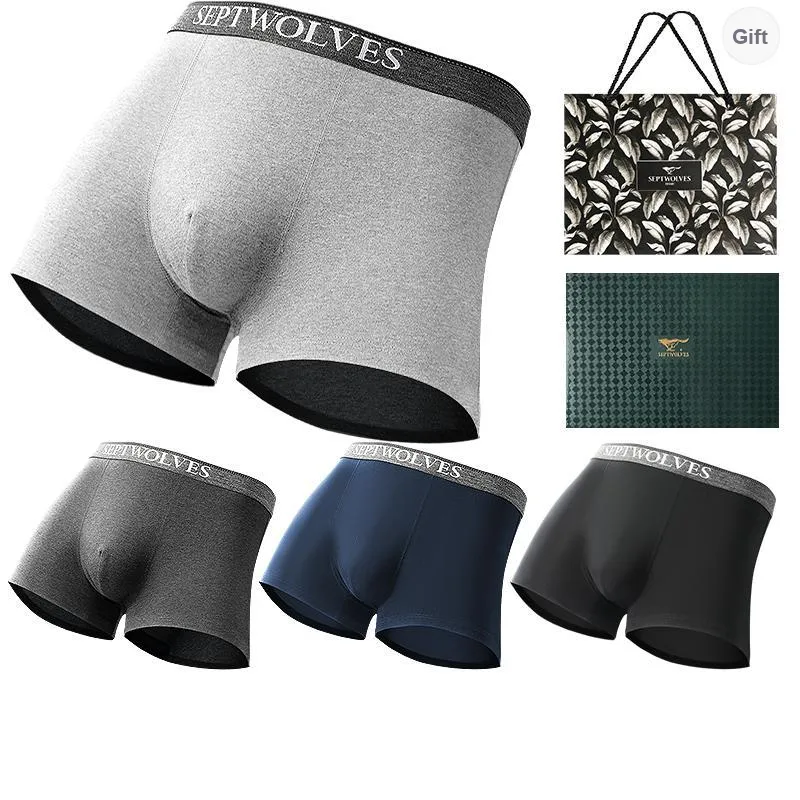 SEPTWOLVES Underpants Men's 4-Piece Gift Box Set+Free Shopping Bag-0