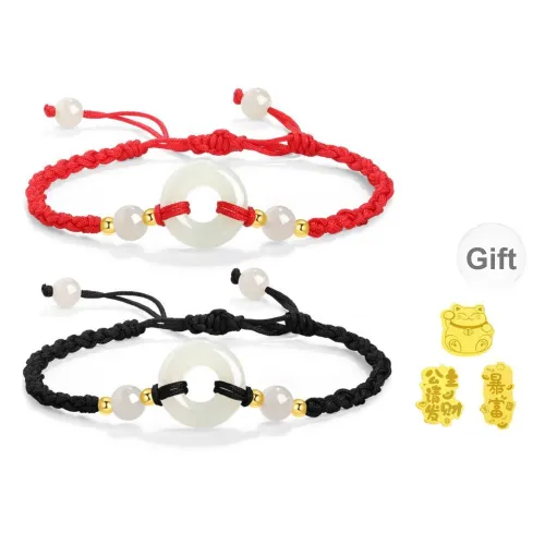 Lao Feng Xiang Hetian Jade Bracelets White Jade/Pale Greenish White Jade Unisex