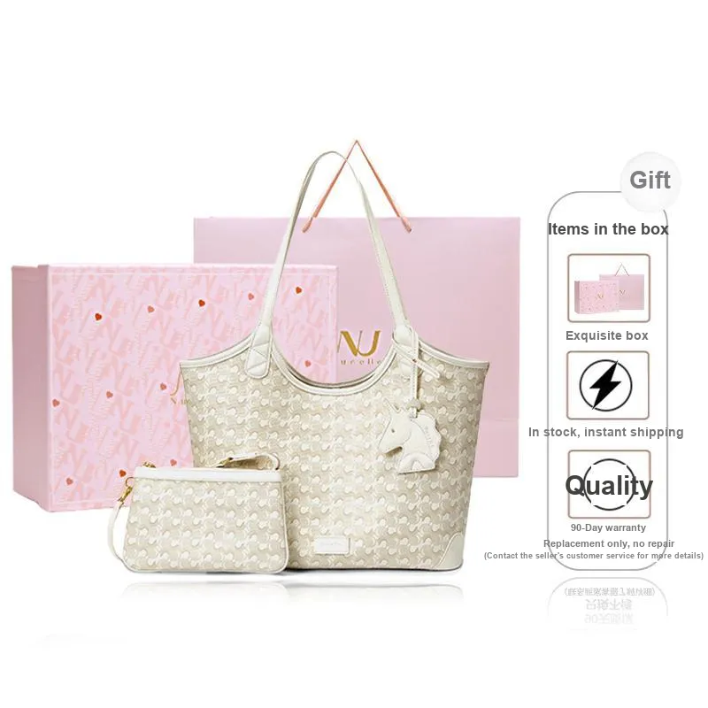 NUCELLE PVC Combo Bag Large Tote Shoulder Bag Crossbody Bag Large Size Women
s Multicolor