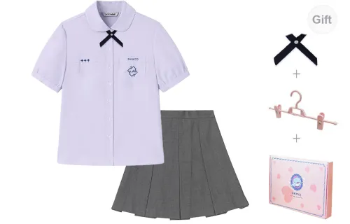 Tokyo Season Uniforms Women's Light Purple Shirts+Gray Eight-Piece Skirt Set