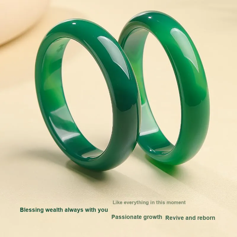 With The Heart Of The Jade Agate Bangles Women's-5