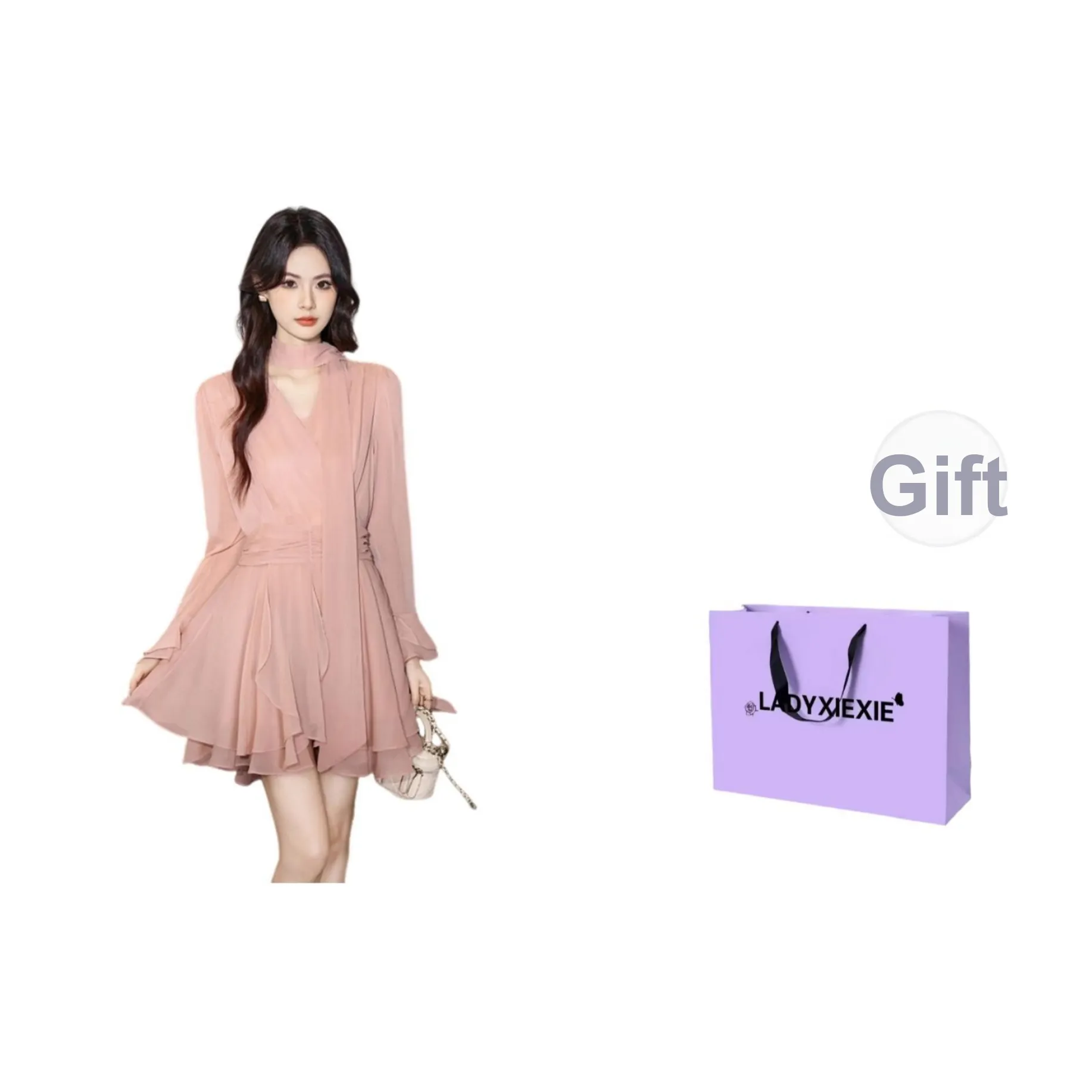 LADYXIEXIE Длинное платье с длинными рукавами женское