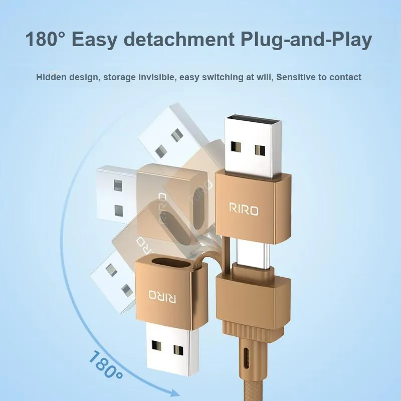 RIRO D60 1.2m Multifunction All in One Four in One Woven Cable Comfortable To The Touch Durable And Long Lasting-8