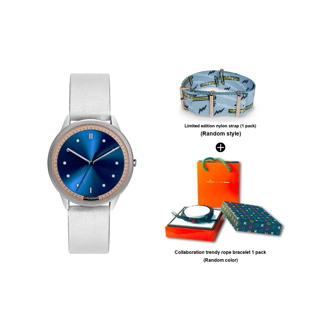 HYPERGRAND 02 Collection Кварцевые часы Естественная кожа Ремешок Синий циферблат Унисекс