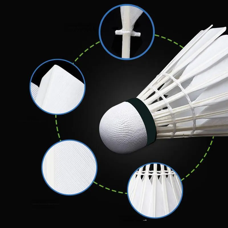 KUMPOO Azure Goose Feather Shuttlecock 12 Pack Goose Feather All Round Goose Feather Indoor Training Shuttlecocks-4