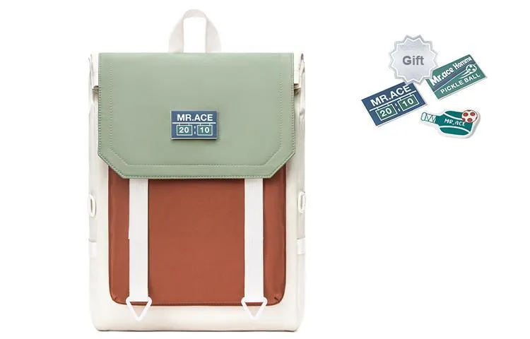 MR.ACE HOMME Polyester Students' Computer Backpack Regular Unisex Dusty Blue White/Caramel White-6