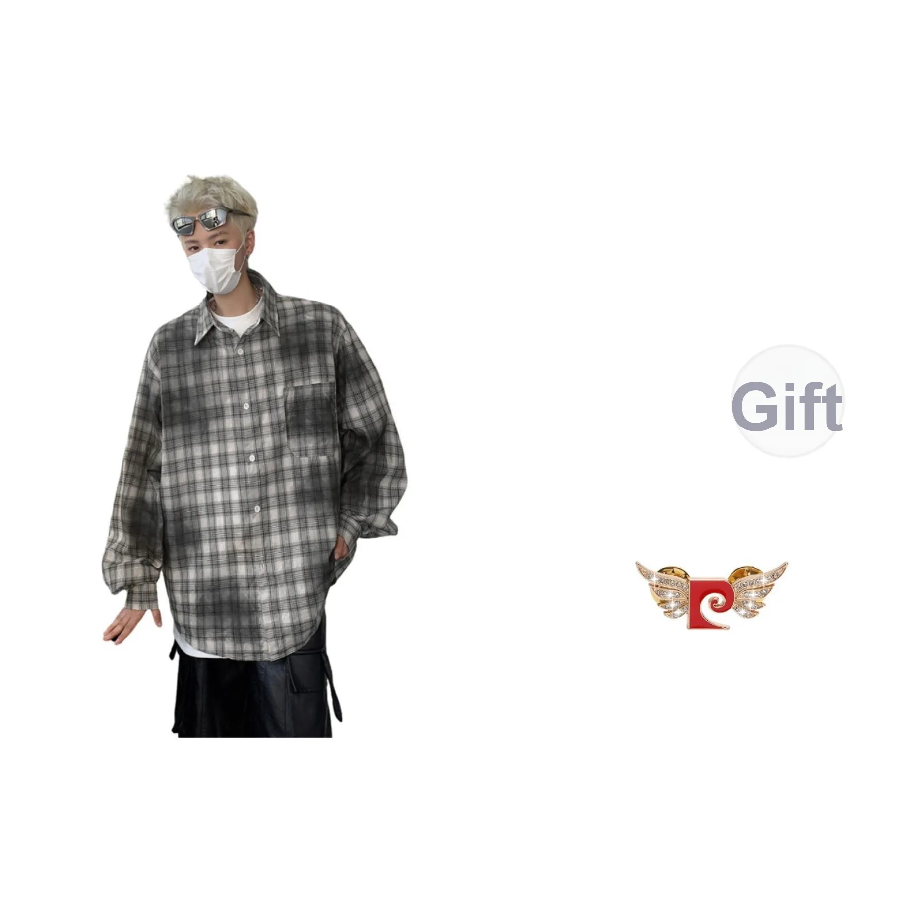 PIERRE CARDIN Черно-белая клетка Мужская рубашка