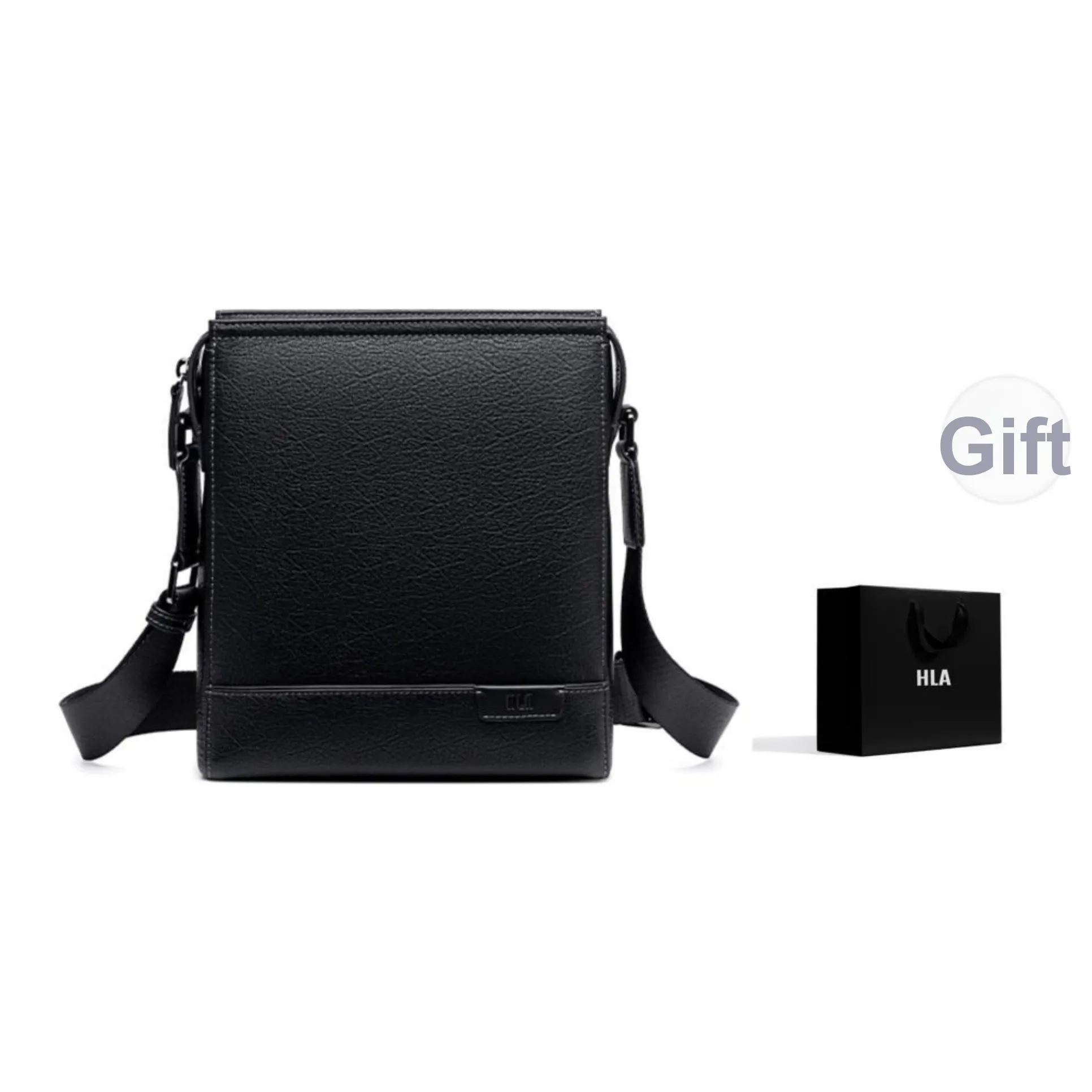 HLA Cow Leather Crossbody Bag Tubas Men's Black