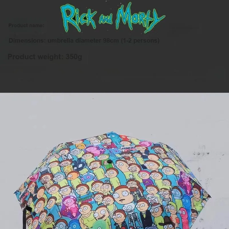SMITH CHU Automatic Umbrella Manual Sun Umbrella Dense Rick And Morty Umbrella Quirky TV Green-5
