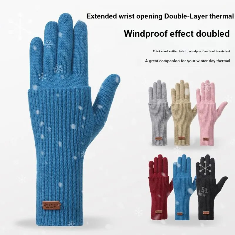 NANJIREN Double Layer Knit Gloves Women's-8