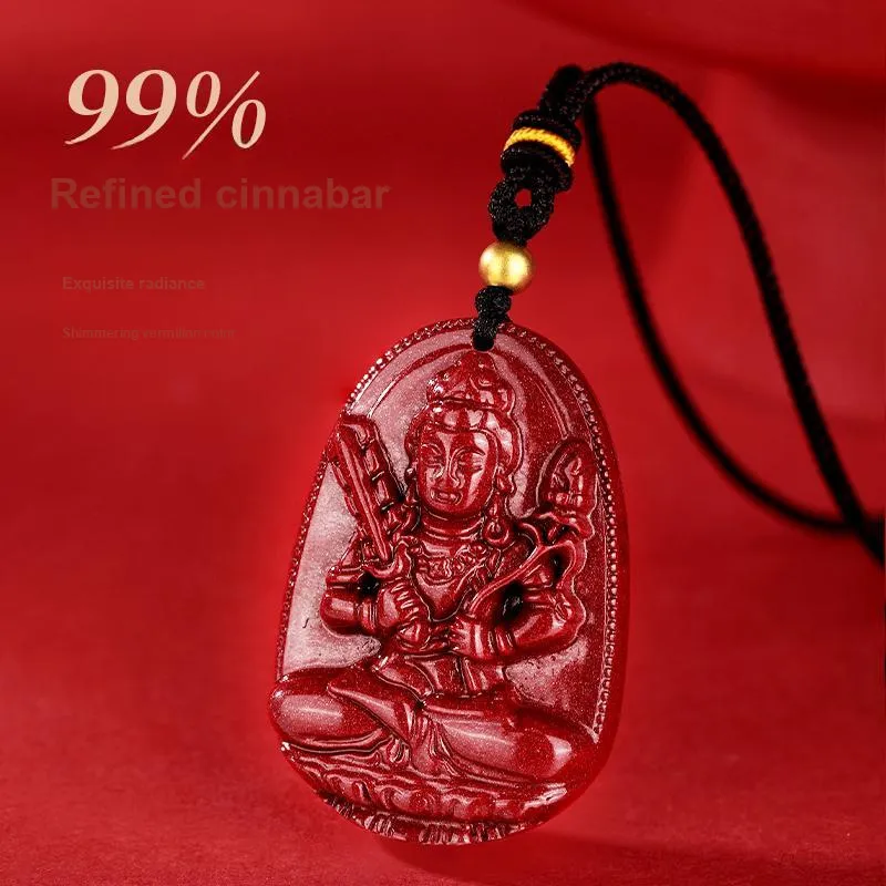 JINLIUFUJIXIANG Reconstructed Cinnabar Necklaces Unisex-46