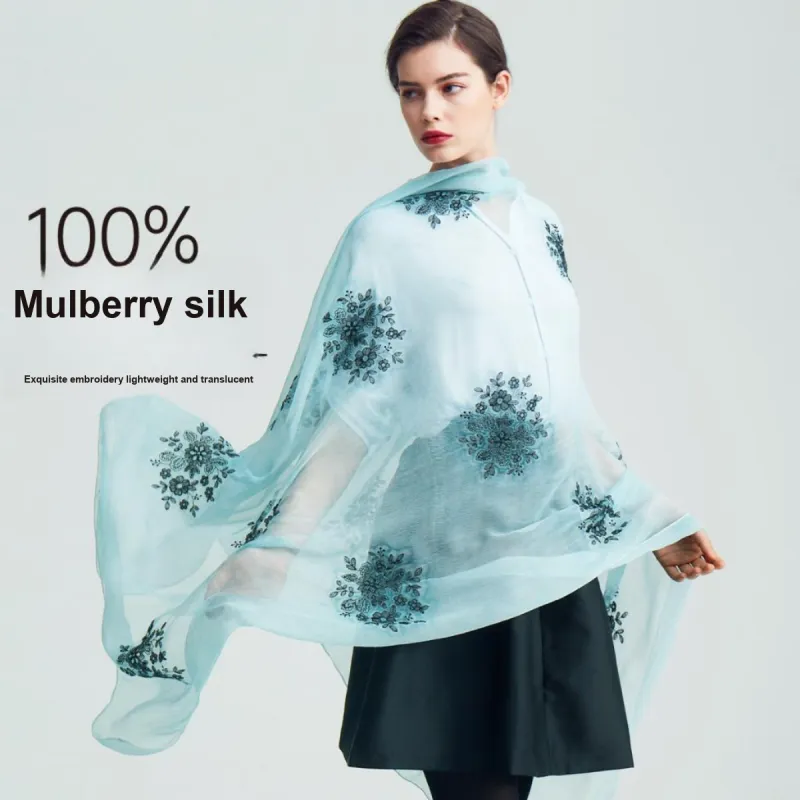 Red Bean 100% Mulberry Silk Scarves Women's-8