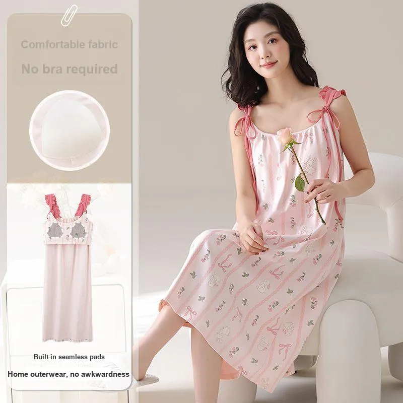XISHE Nightgown Women's Light Pink-1
