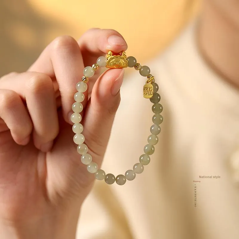SHUZHUO Hetian Jade Bracelets Pale Greenish White Jade Unisex-2
