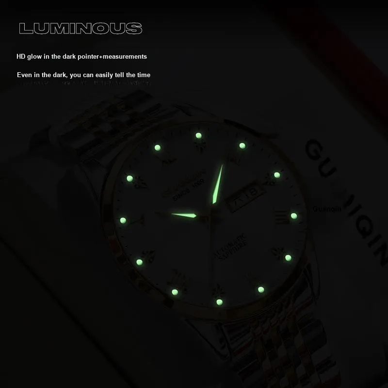 GUANQIN Automatic Mechanical Movement Stainless Steel Strap Watch Men's Watches Gray Dial-4