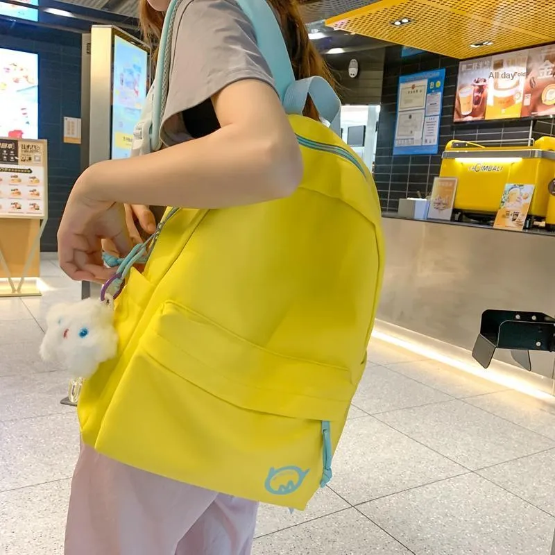 Yalu Nylon Backpack Regular Unisex White/Black/Yellow/Lake Blue-12