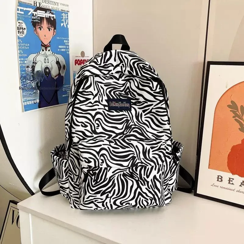 FREEHIKE Canvas Backpack Unisex Blue Leopard Print/White Milk/White Zebra-5