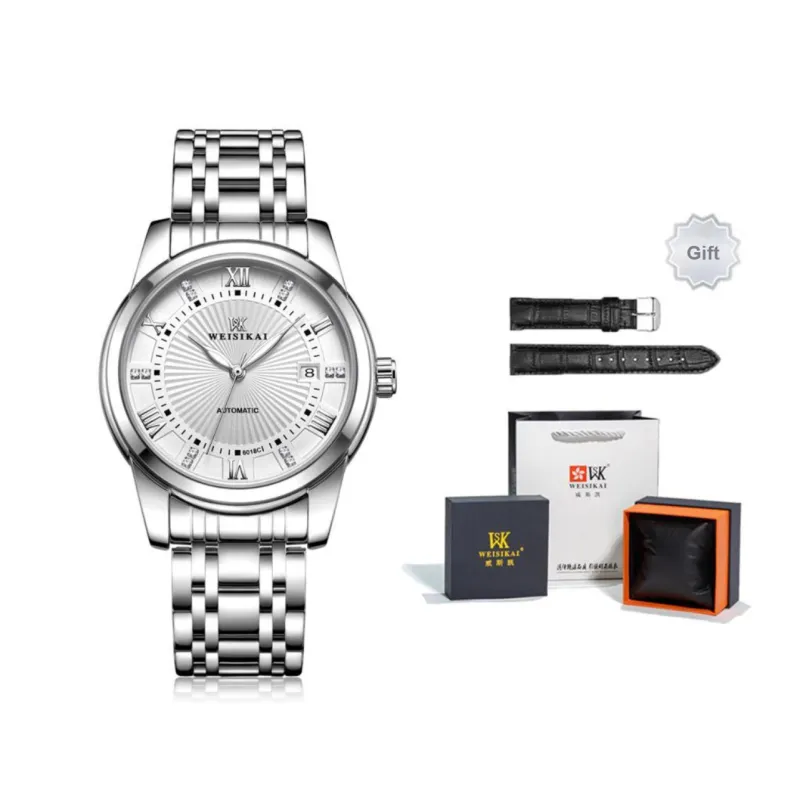 WSK Mechanical Movement Watch Men's Watches White Dial-0