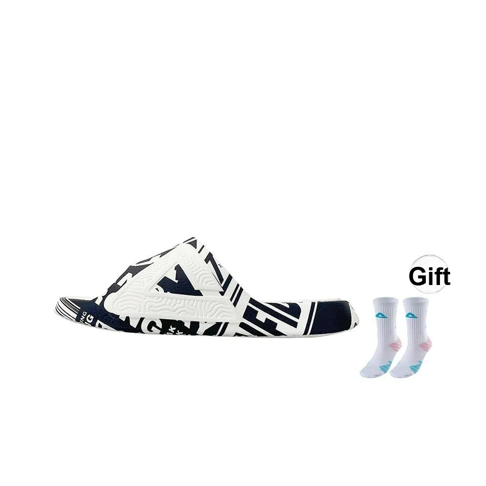 PEAK Statistic Sandals Slip-resistant Abrasion-resistant Massage Slippers Men's Black Bright White PEAK Statistic Sandals Противоскользящие Устойчивые к истиранию Массажные Слипоны Мужские Черный Ярко-белый