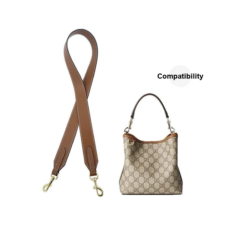 Cow Leather Bag Strap Women's Brown-8