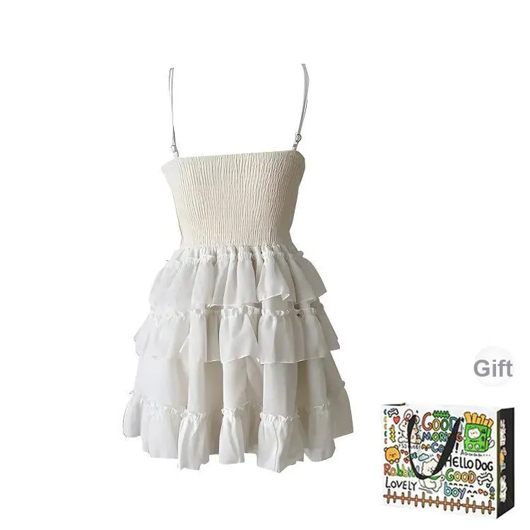 Dippanis Slip Dresses Women's Cream White Dress Shopping Bag-1