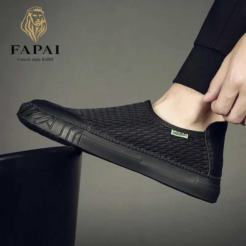 FAPAI Abrasion Resistant Low Top Casual Shoes Men's Black-6