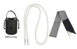 110cm Crossbody Pearl Chain+Houndstooth Silk Scarves