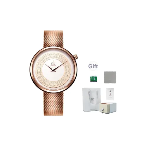 SHENGKE Кварцевые Механические Часы Женские Черный Циферблат