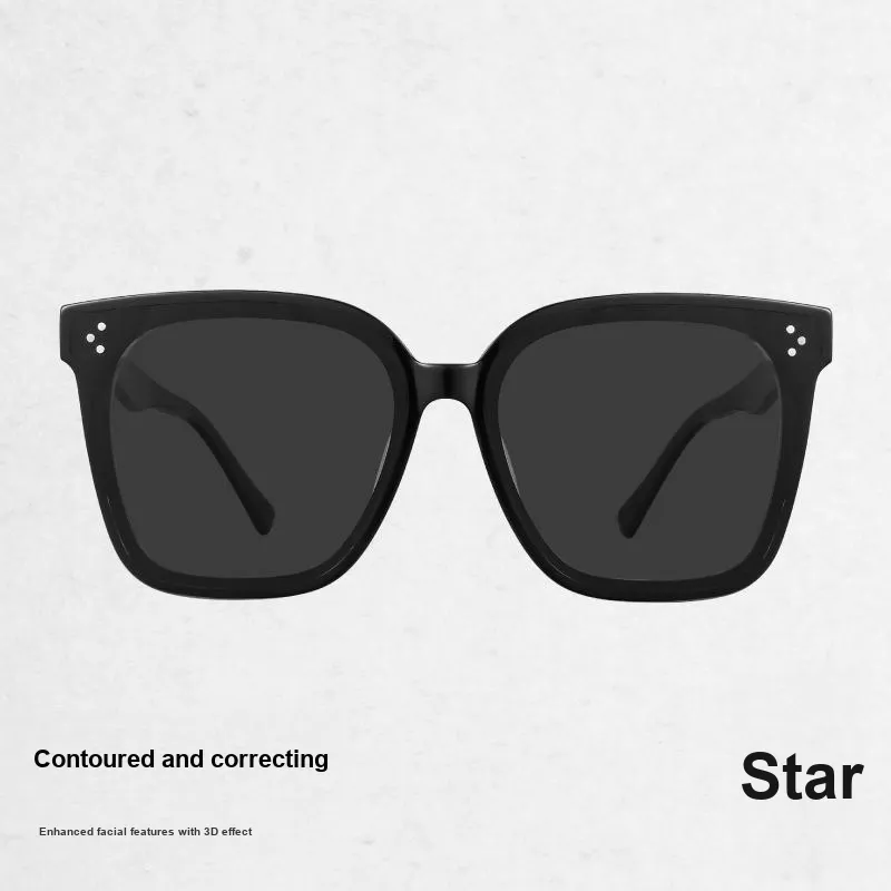 MUJOSH Plate Frame Square Sun Protection Sunglasses With UV Protection And Polarization Unisex Obsidian Black-1