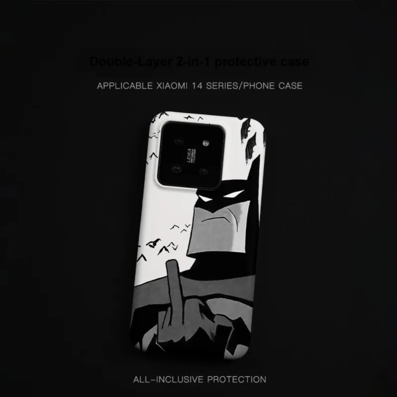 Keshami PC Material Fully Enclosed Impact Resistant Matte Middle Finger Bat Phone Cases Suitable For Xiaomi 14/14pro-5
