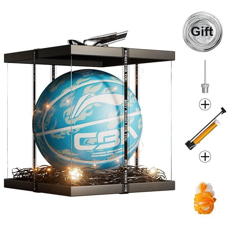 LiNing CBA Collection Rubber Basketball Dark Blue/Light Blue Size 5 Glow In The Dark Unisex-4