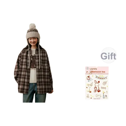 ZIHAN Кофейная клетка Женские рубашки