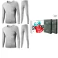 Crew Neck 2-Piece Underwear Set (Light Gray+Light Gray) Thickened and Fleece-Lined/Premium Gift Box Set