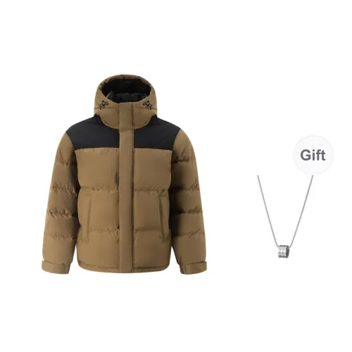 Mizuno Down Jacket Men's Khaki Yellow Brown Comes With Necklace