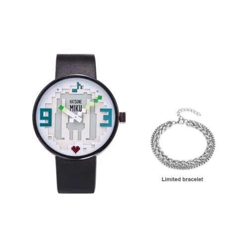 ingyunshi Hatsune Miku Коллаборация Кварцевый механизм Естественная кожа Ремешок Часы Унисекс Белый циферблат
